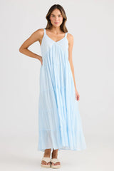Tiered Cotton Maxi Dress - Ice Blue