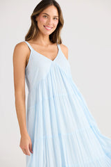 Tiered Cotton Maxi Dress - Ice Blue