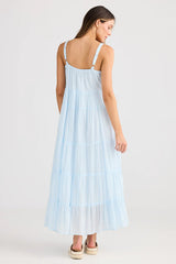 Tiered Cotton Maxi Dress - Ice Blue