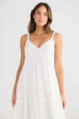 Tiered Cotton Maxi Dress -White