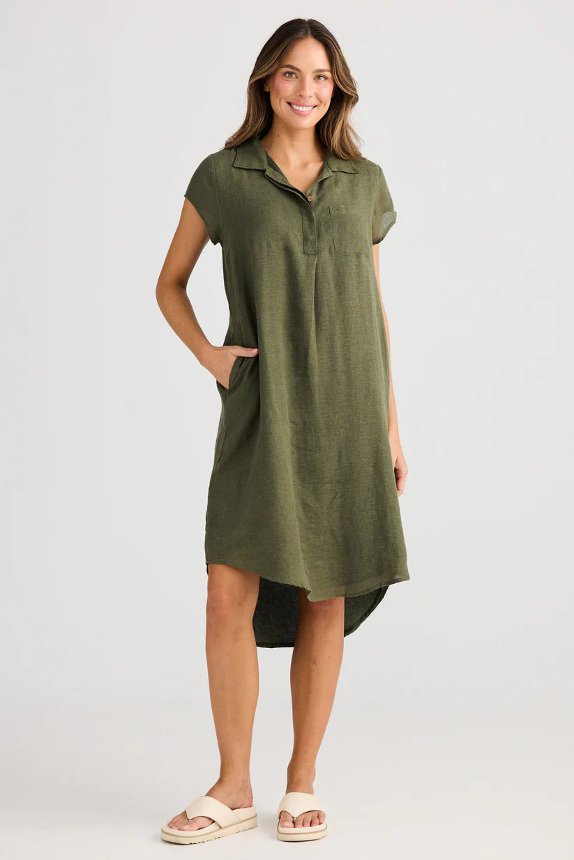 Linen Dress – Olive