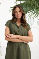 Linen Dress – Olive