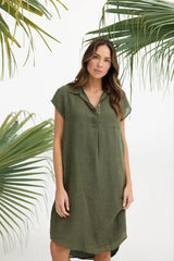 Linen Dress – Olive