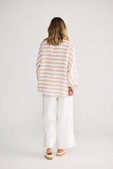 Holiday Cliffside Shirt in Natural White Stripe, back view