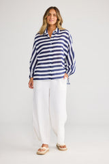 Holiday Cliffside Shirt in Navy Stripe, front view