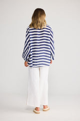 Holiday Cliffside Shirt in Navy Stripe, back view