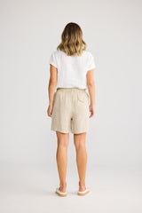 Holiday Captain Short in Natural Linen, side view