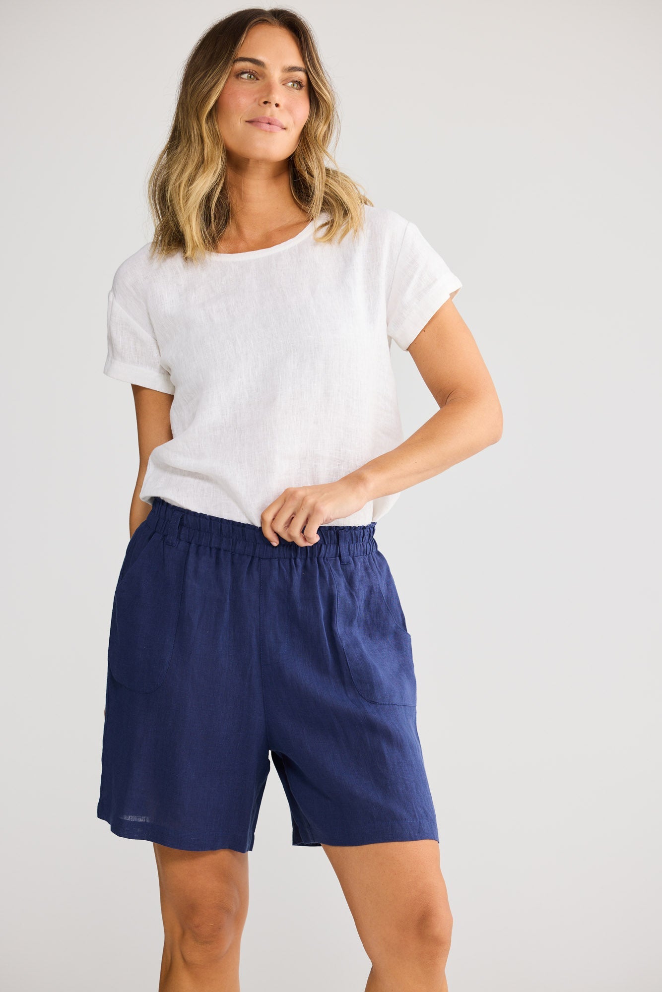 Holiday Captain Short in Navy, elasticated waistband