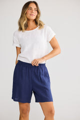 Holiday Captain Short in Navy, elasticated waistband
