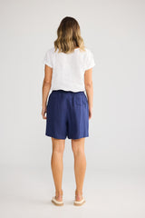 Holiday Captain Short in Navy, cut-away pockets