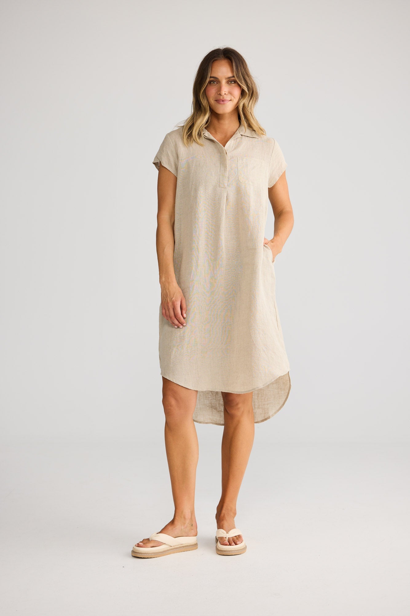 Holiday Ahoy Tunic in Natural Linen, front view