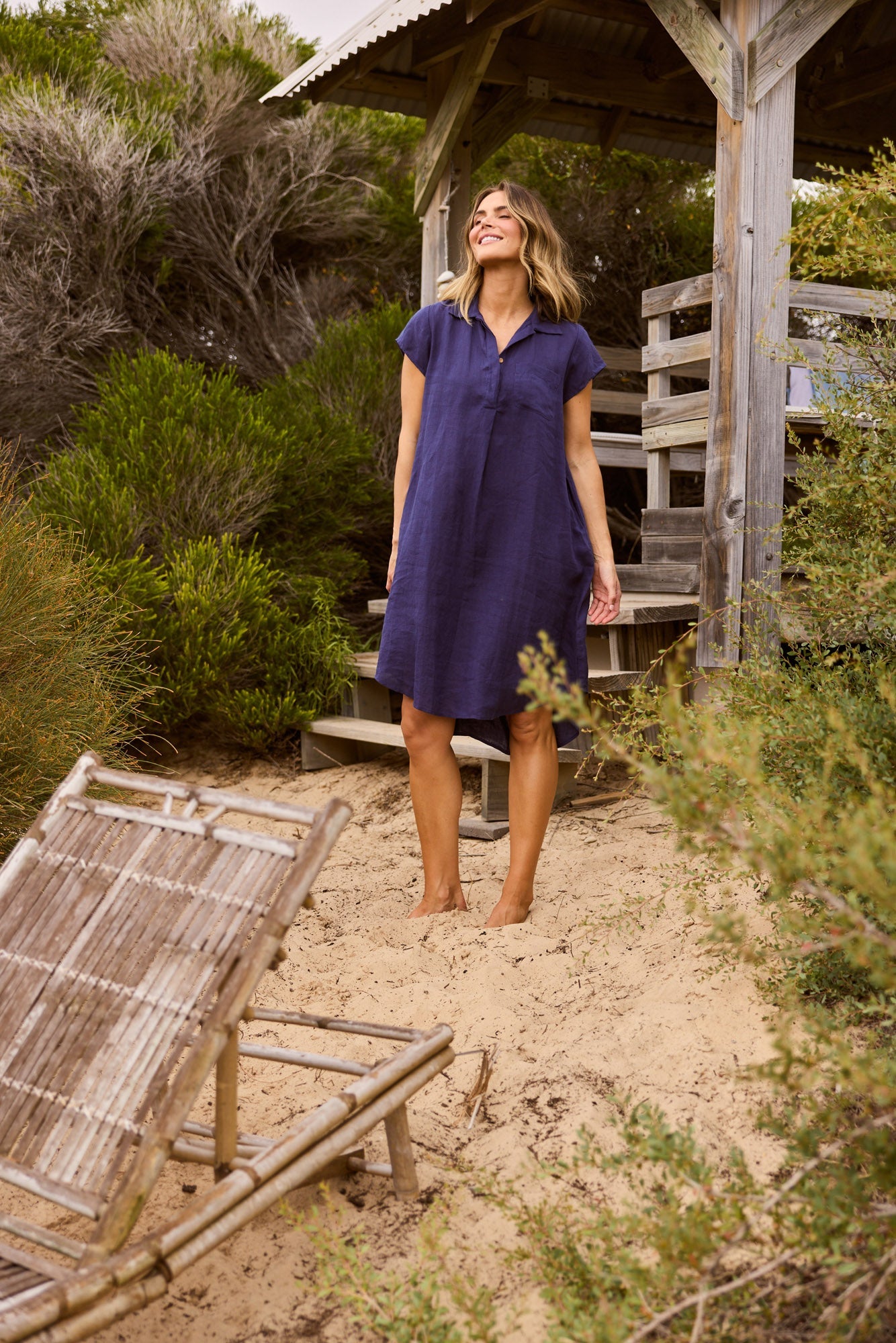 Holiday Ahoy Tunic in Navy, sleeve detail