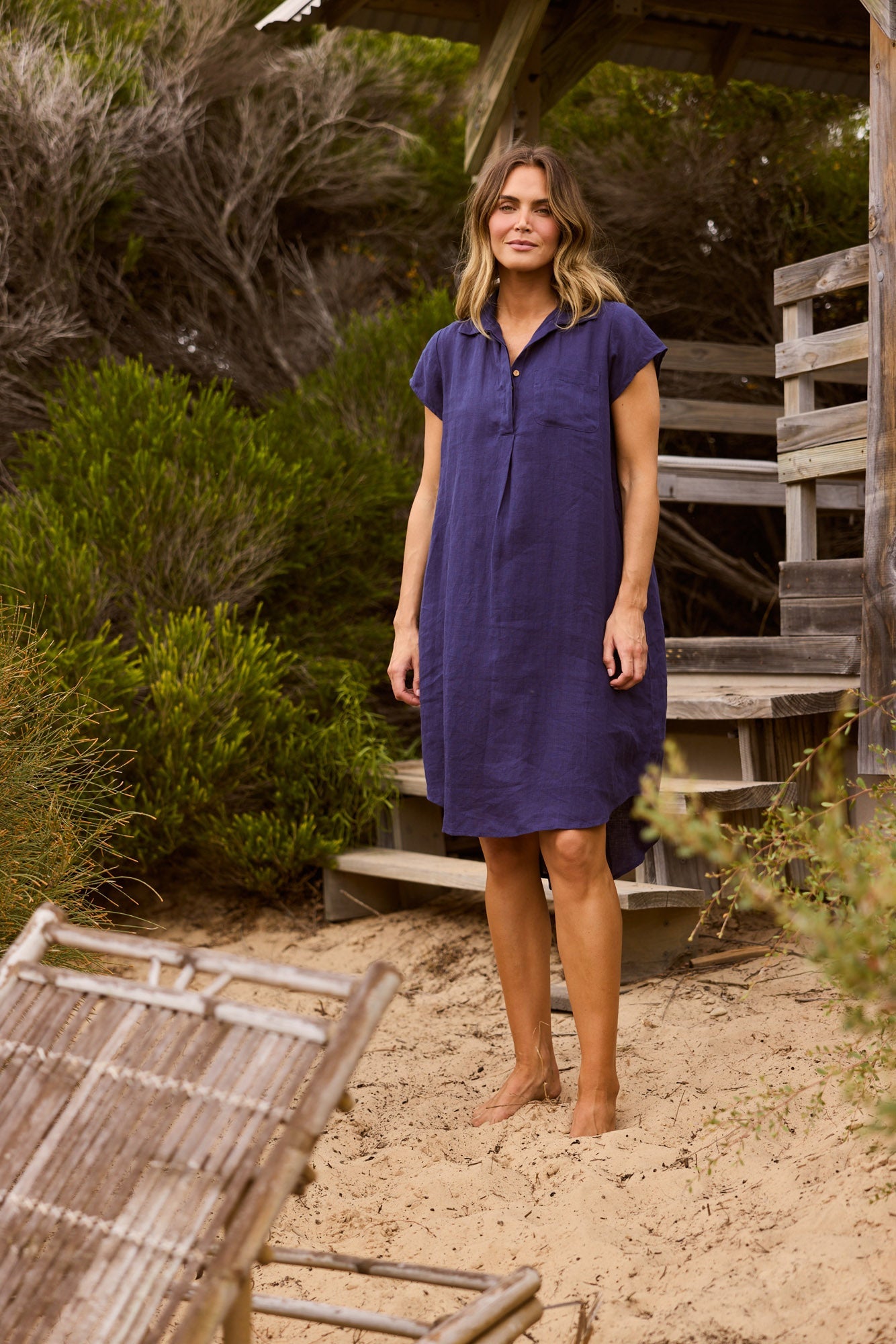 Holiday Ahoy Tunic in Navy, collar detail