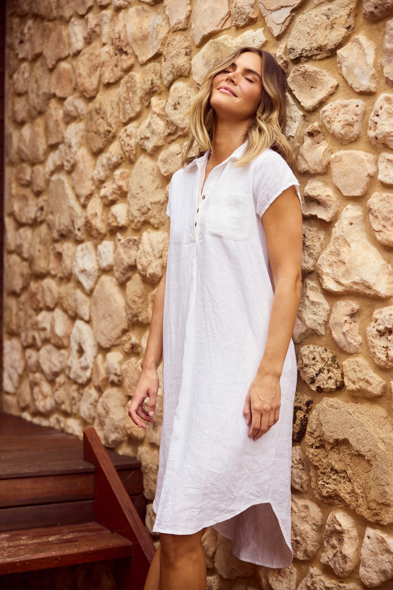 Holiday Ahoy Tunic in White, sleeve detail