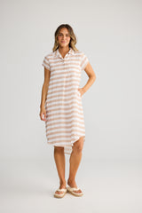 Holiday Ahoy Tunic in natural white stripe linen