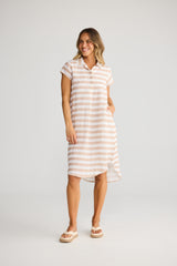 Holiday Ahoy Tunic natural white stripe, side view