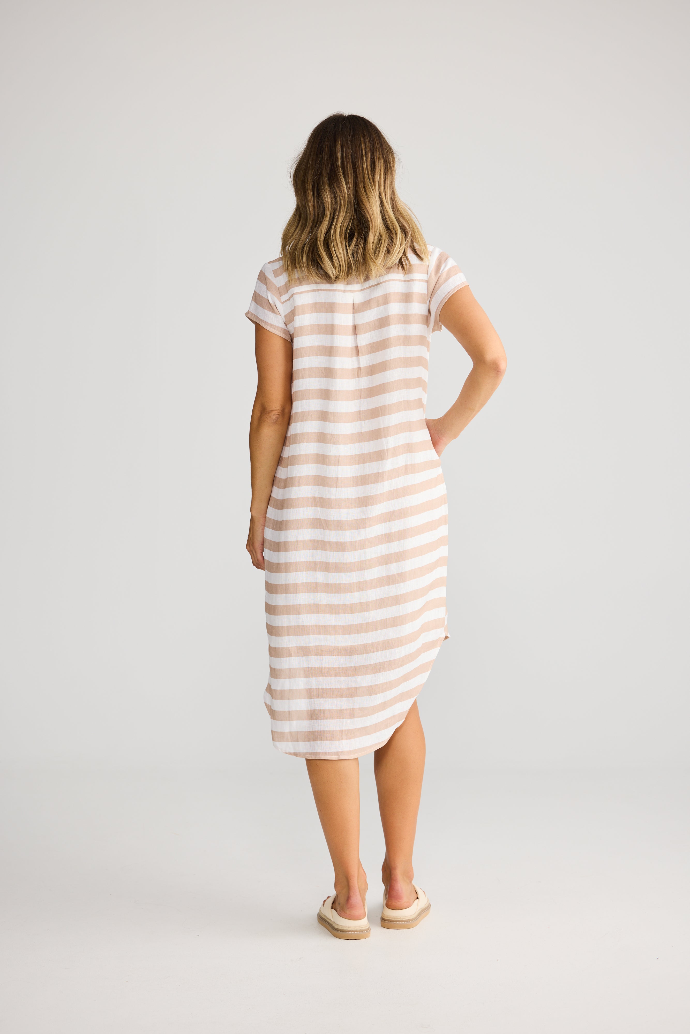 Holiday Ahoy Tunic natural white stripe, hi-low hem