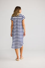 Holiday Ahoy Tunic in Navy Stripe, back view
