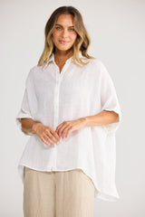 Holiday Indigo Shirt in White, collar detail