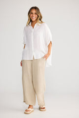 Holiday Indigo Shirt in White, side view