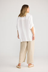 Holiday Indigo Shirt in White, back view