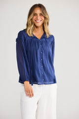 Holiday Aella Blouse in navy, front view
