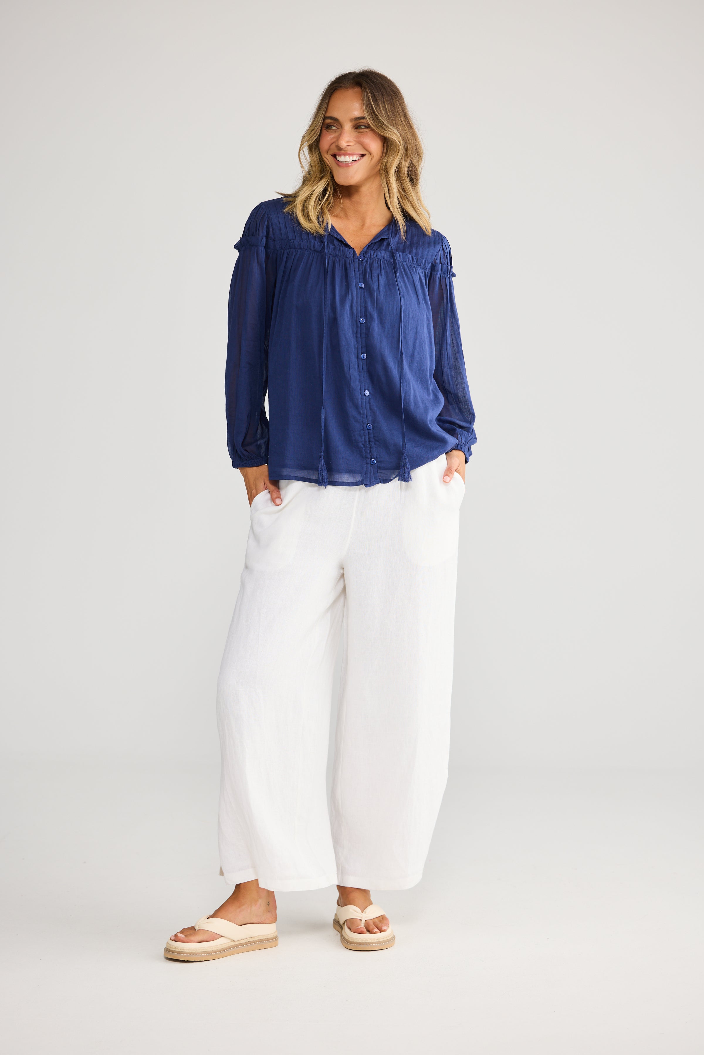 Holiday Aella Blouse in navy, detail