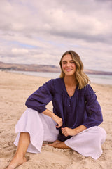 Holiday Aella Blouse in navy styled outfit