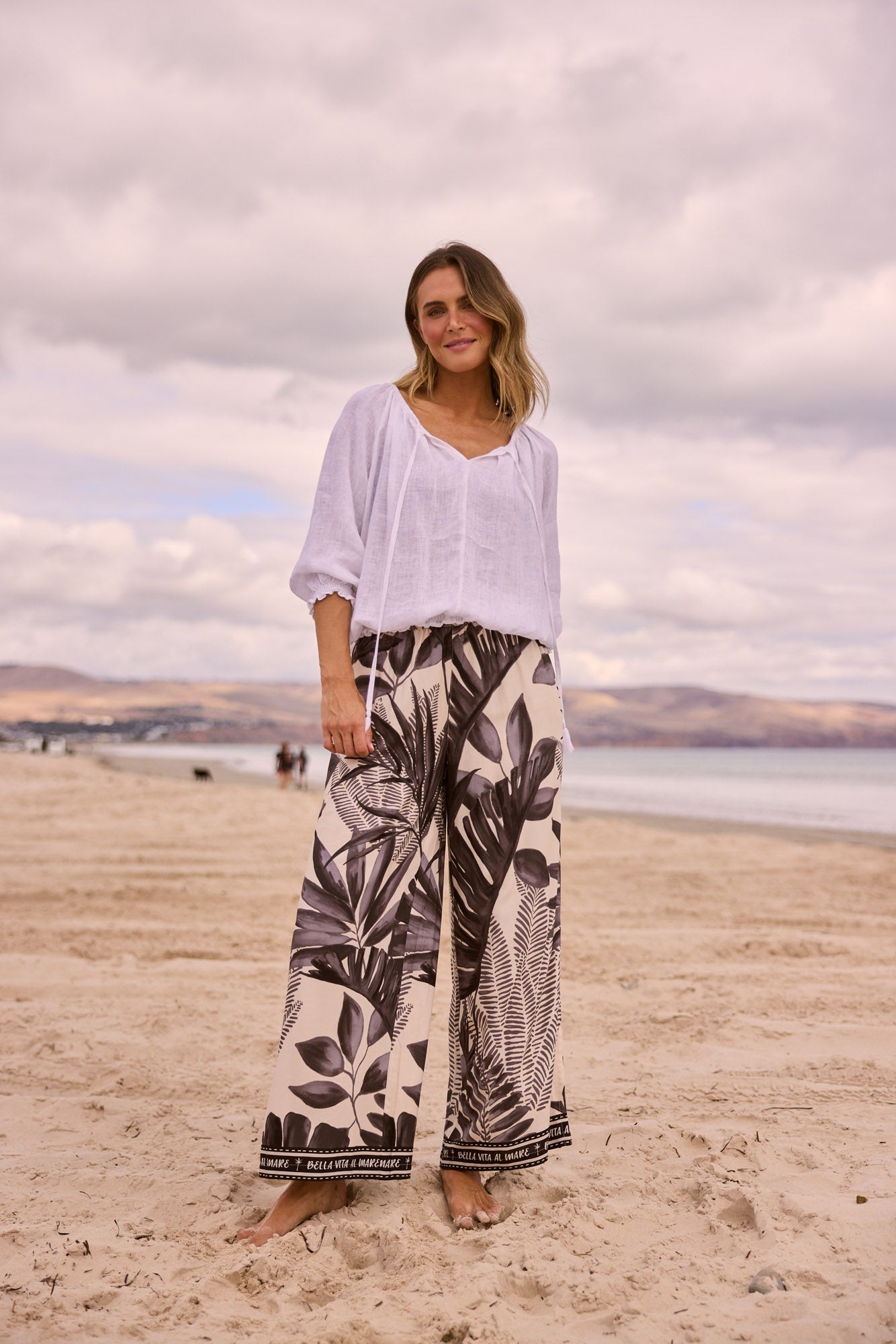 Holiday Seaside Top in White, styled