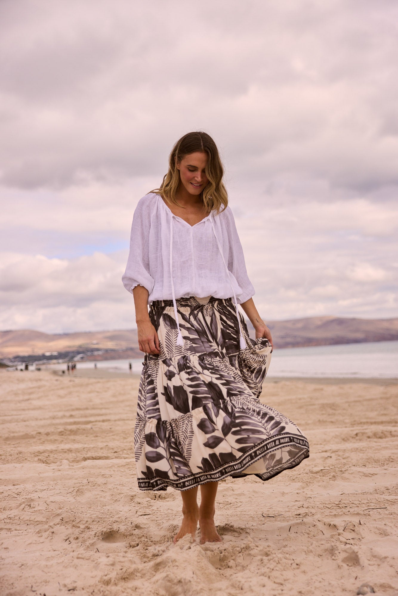 Holiday Seaside Top in White, poolside styling