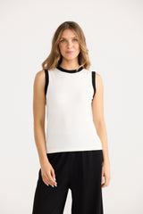 Elio Knit Tank - White & Black