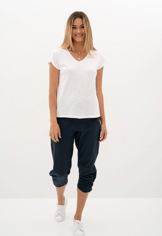 Relaxed Fit Cotton Pants - Navy