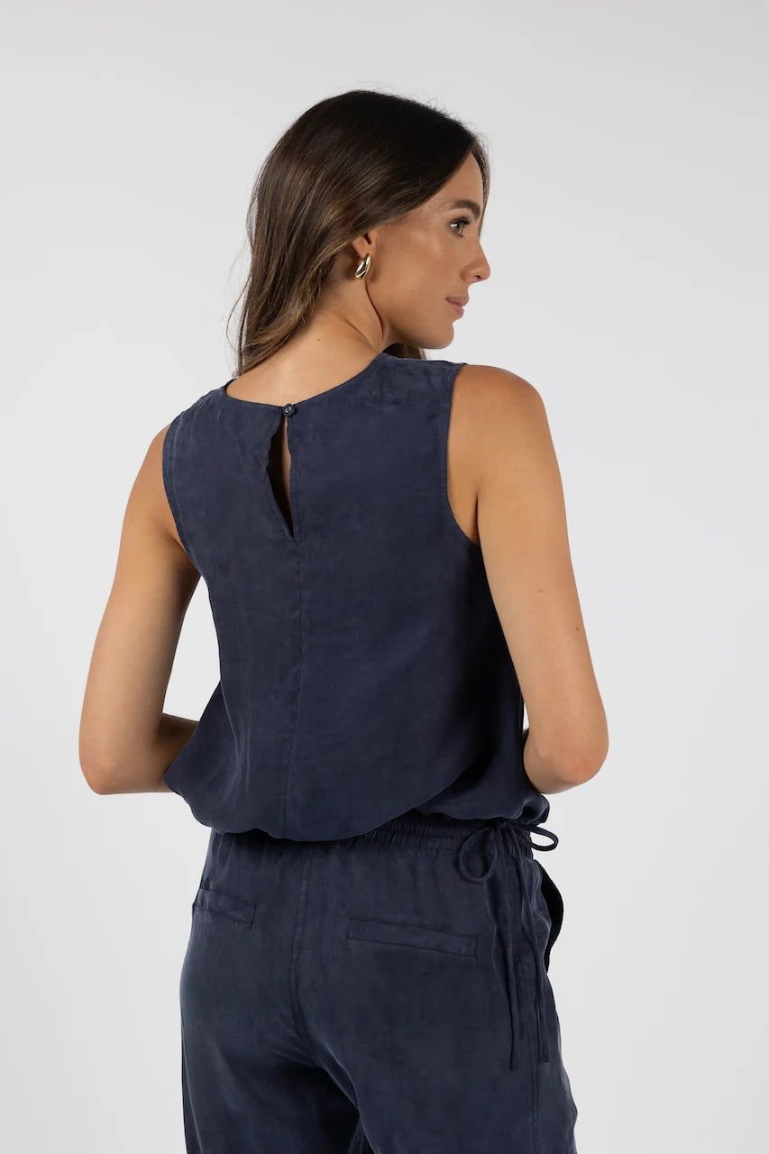 Soft Cupro Tank Top  - Navy