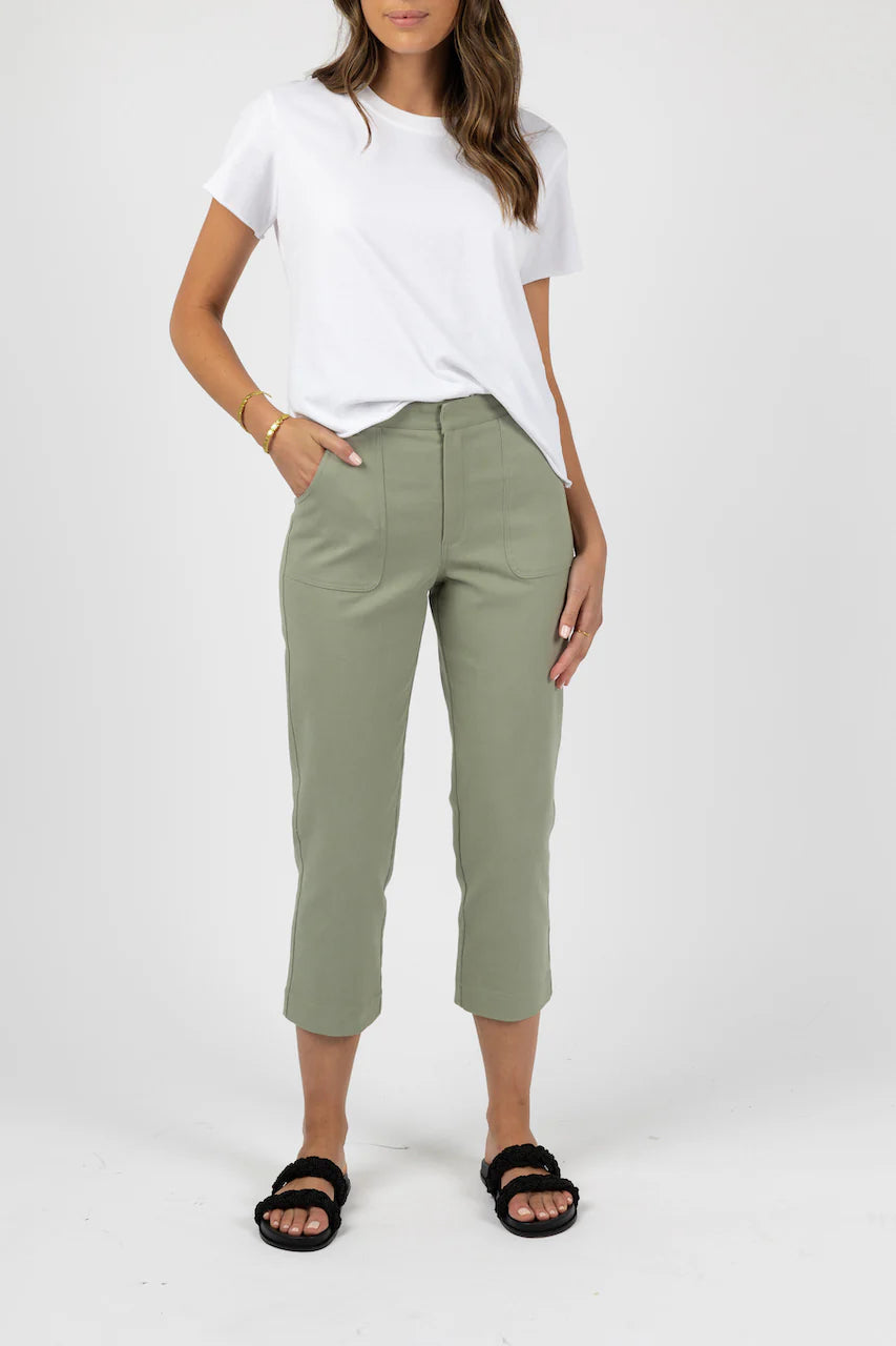 Figure-Flattering Chino Pants - Sage