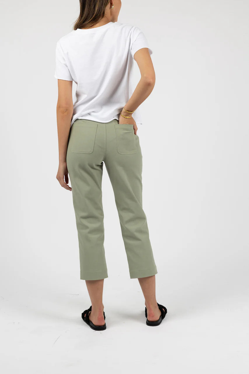 Figure-Flattering Chino Pants - Sage