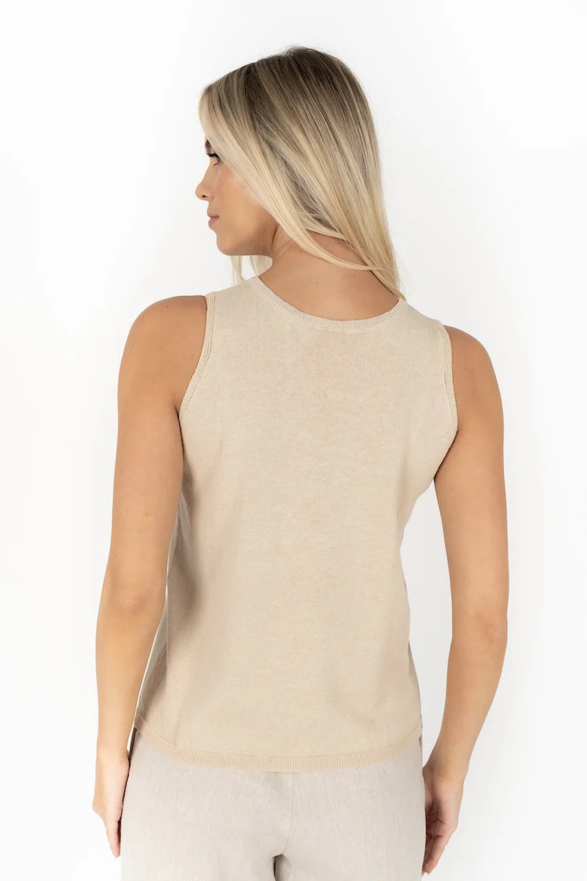 Reina Linen Cotton Tank - Natural