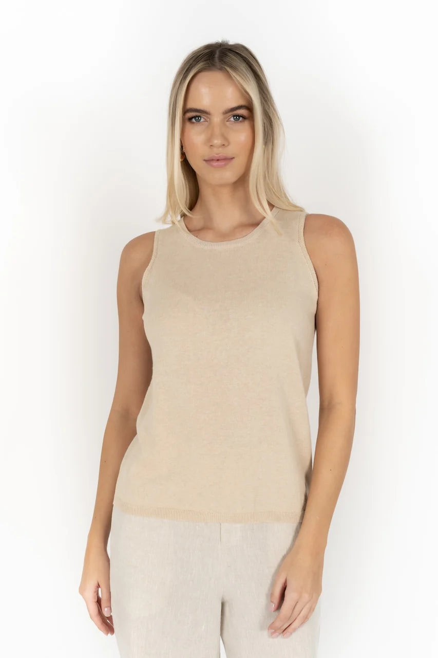 Reina Linen Cotton Tank - Natural