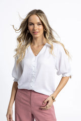 Romantic V-Neck Blouse - White