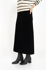 Billie Cord Skirt – High-Waisted Mid-Calf Skirt