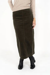 Billie Cord Skirt – High-Waisted Mid-Calf Skirt