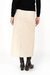 Billie Cord Skirt – High-Waisted Mid-Calf Skirt