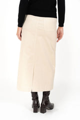 Billie Cord Skirt – High-Waisted Mid-Calf Skirt