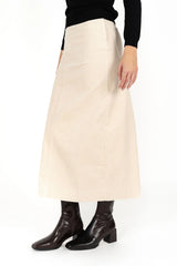 Billie Cord Skirt – High-Waisted Mid-Calf Skirt