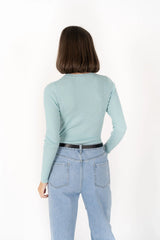 Tempo Top – Slim Fit Ribbed Long Sleeve Wool Blend Top