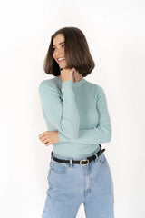 Tempo Top – Slim Fit Ribbed Long Sleeve Wool Blend Top