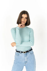 Tempo Top – Slim Fit Ribbed Long Sleeve Wool Blend Top
