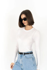 Tempo Top – Slim Fit Ribbed Long Sleeve Wool Blend Top
