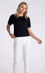 Two T’s Boucle Knitted Top -  Black