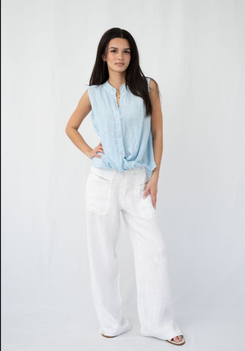 Cielo Linen Top - Blue