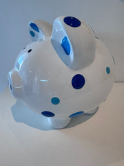 Ceramic Piggy Bank with Coin Slot - Blue